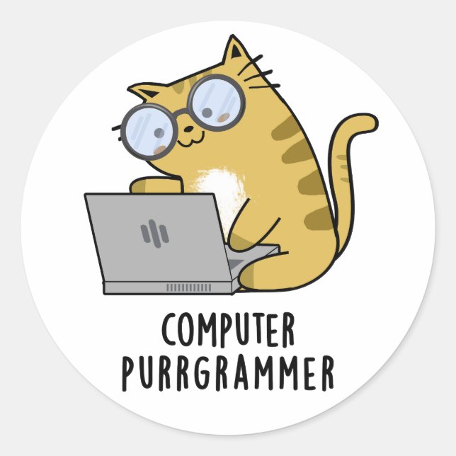 Adesivo Computador Purr-grammer - Gato Engraçado (Frente)