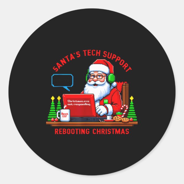 Adesivo Computer Meme Funny Santa's Tech Suprt Rebooting C (Frente)