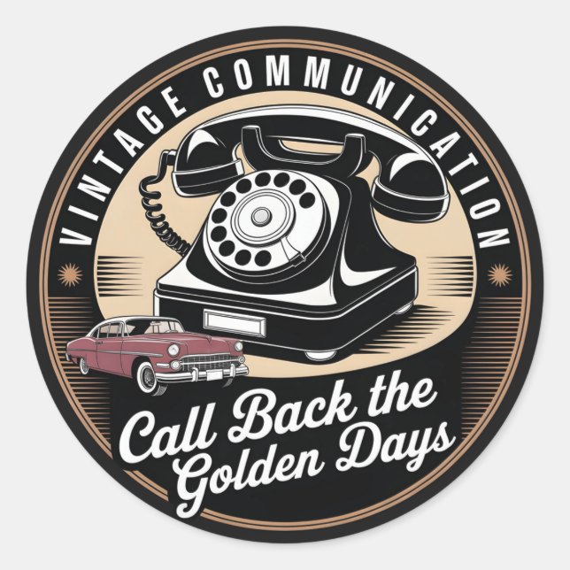Adesivo "Comunicação Vintage" Design de Emblemas Retro (Frente)