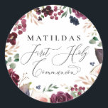 Adesivo Comunidade Sagrada floral com cor de água púrpura<br><div class="desc">Design de comunhão sagrado floral de cor d'água roxa e rosa. Parte de uma coleção.</div>