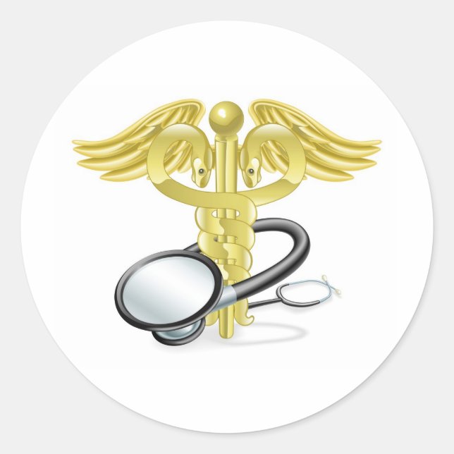 Adesivo Conceito médico estetoscópio de Caduceus (Frente)