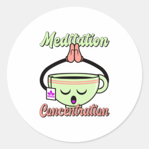 Adesivo Concentração de Meditação Café Cute Mug Kawai