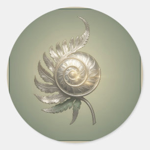 Adesivo Concha de Fern Silver Spiral Art Nouveau
