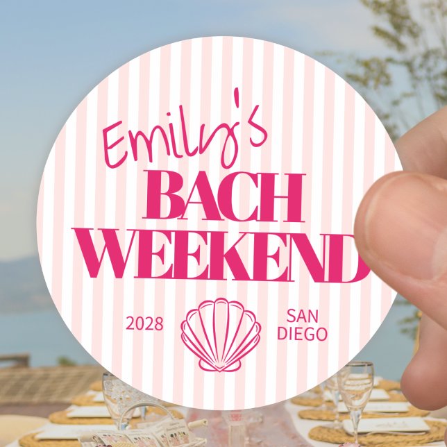 Adesivo Concha de Fim de Semana de Bach Striped Rosa Coste (Criador carregado)