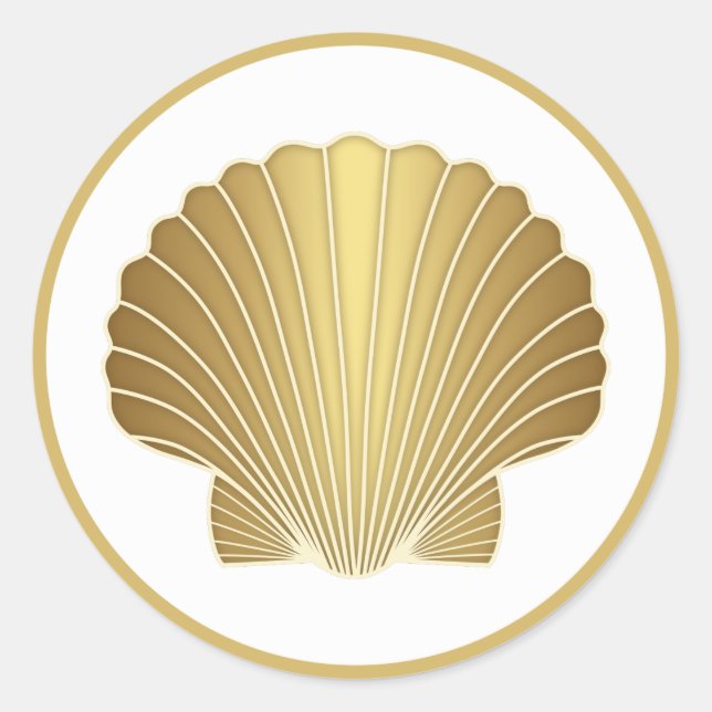 Adesivo Concha de vieira dourada elegante (Frente)