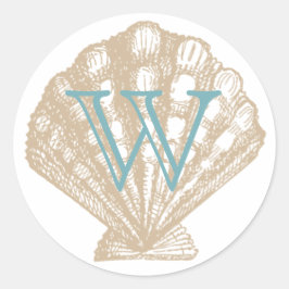 Adesivo Concha Marinha | Monograma de Concha Marinha Bege