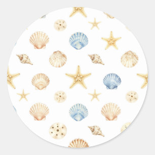Adesivo Conchas de Estrelas-do-Mar em Aquarela Padrão Cost