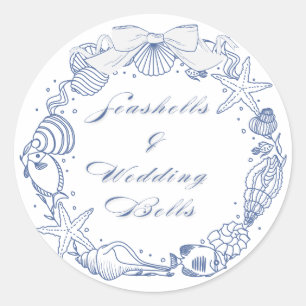 Adesivo Conchas e Sininhos de Casamento Design   Costeiro