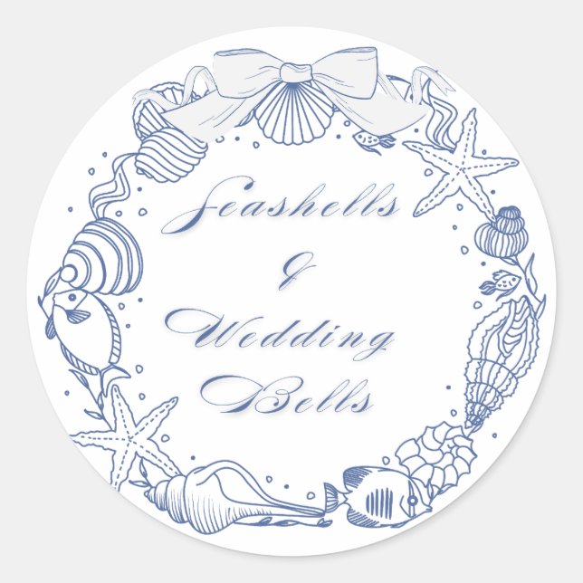 Adesivo Conchas e Sininhos de Casamento Design | Costeiro (Frente)