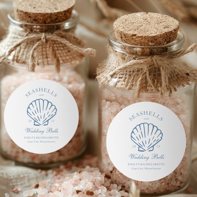 Adesivo Conchas e Sininhos de Casamento Despedida de Solte (Criador carregado)