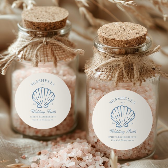 Adesivo Conchas e Sininhos de Casamento Despedida de Solte (Criador carregado)