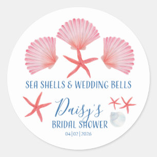 Adesivo Conchas marinhas elegantes & sinos de casamento Ch