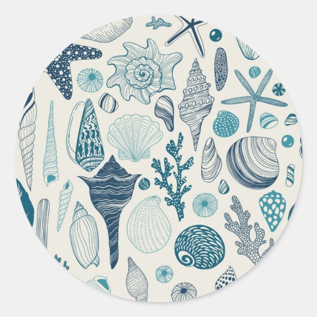 Adesivo Conchas marítimas em branco (Frente)