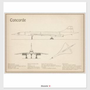 Adesivo Concorde - Planos de desenho do avião SD
