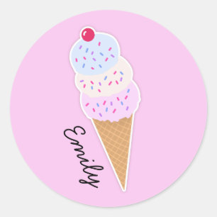 Adesivo Cone de gelado saboroso personalizado em volta da