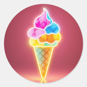 Adesivo Cone de Neon Sorvete brilhante com escopos vibrant