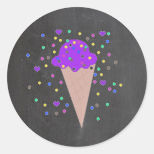 Adesivo Cone de Sorvete em Fundo de Quadro Negro