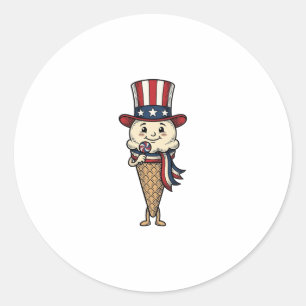 Adesivo Cone de Sorvete Patriótico Design de Gravura Vinta