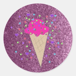 Adesivo Cone de Sorvete Rosa Brilho Falso