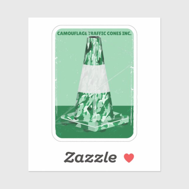 Adesivo Cone de trânsito engraçado com cone de Camouflard (Folha)