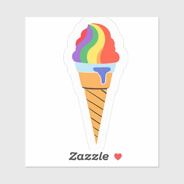 Adesivo cone sorvete arco-íris (Folha)