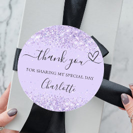 Adesivo Confete de lavanda violeta coração obrigado