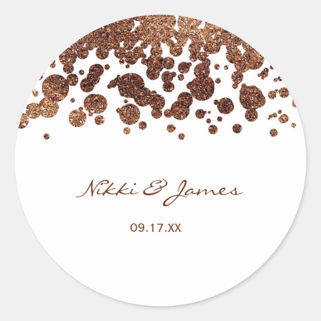 Adesivo Confetes Brancos e Bronze Glamour Shimmer (Frente)