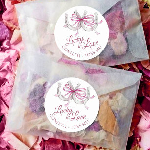 Adesivo Confetes de casamento aquarela laço rosa ferradura