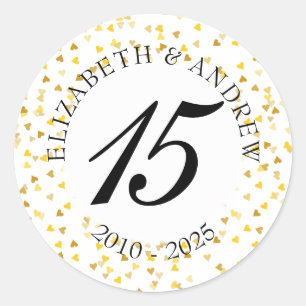 Adesivo Confetes de Corações Dourados de Qualquer Aniversá