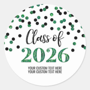Adesivo Confetes Pretos Verdes Graduação 2026