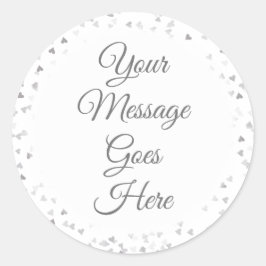 Adesivo Confetti de Corações Prateados com Script Elegante