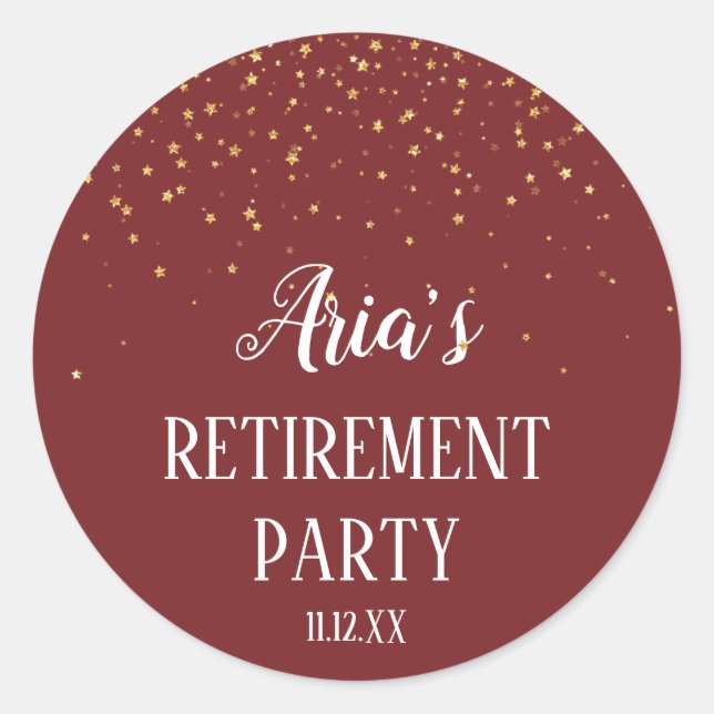 Adesivo Confetti Dourado no Selo de Envelope Burgundy (Frente)