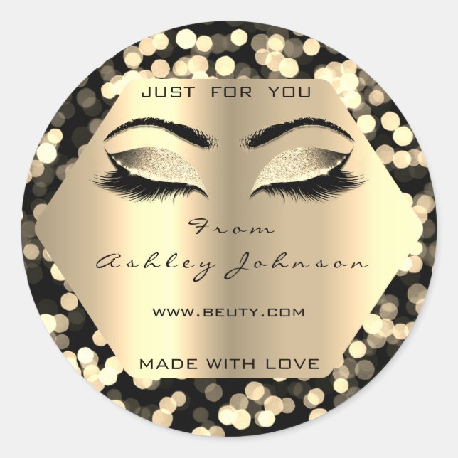 Adesivo Confetti Glitter Champaigne Dourada Feita Com Amor (Frente)