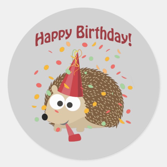 Adesivo Confetti Happy Birthday Hedgehog (Frente)