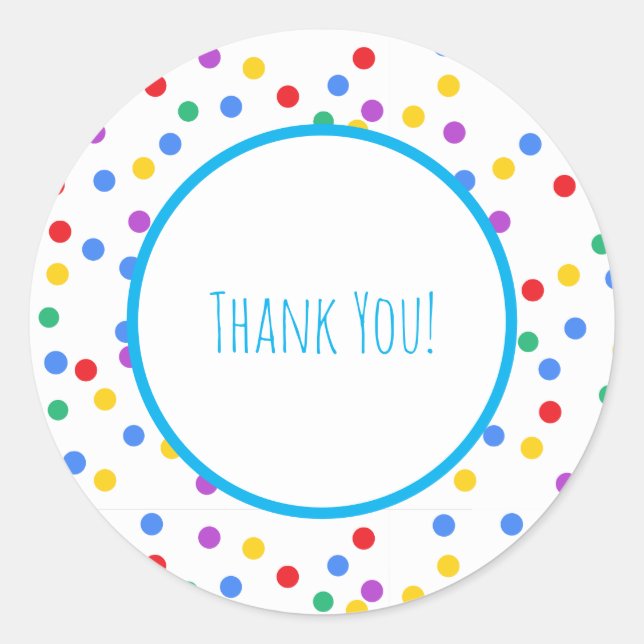 Adesivo Confetti Polka Dots Kids Birthday Thank You (Frente)