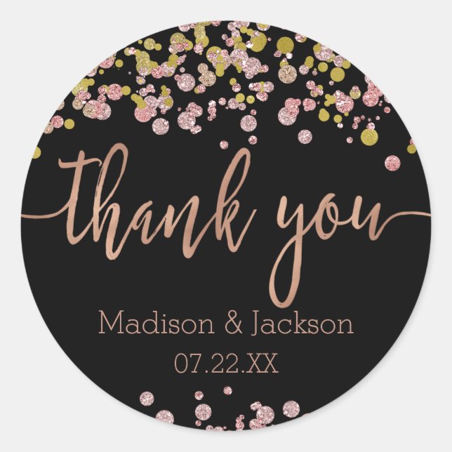 Adesivo Confetti Sparkle Shine Rosa do Casamento Dourado (Frente)