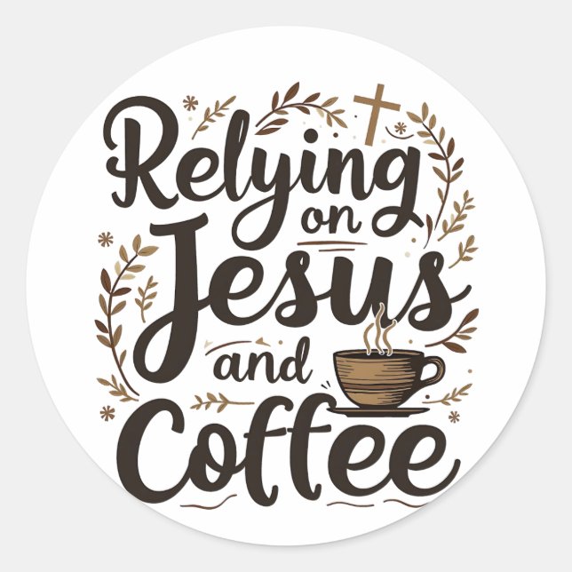 Adesivo Confiando em Jesus e Cafeine Lover (Frente)