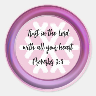 Adesivo Confiar em Bíblia Verse Proverbs 3:5 Round Sticker