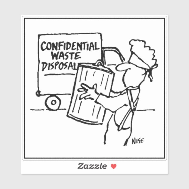 Adesivo Confidential Waste Disposal Cartoon - Funny (Folha)