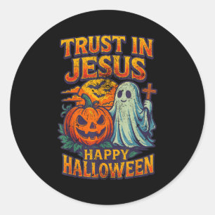Adesivo Confie Em Jesus Fofo Cristão Vintage Halloween 90