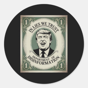 Adesivo "Confie em Ninguém" - Trump Banknotes Parody