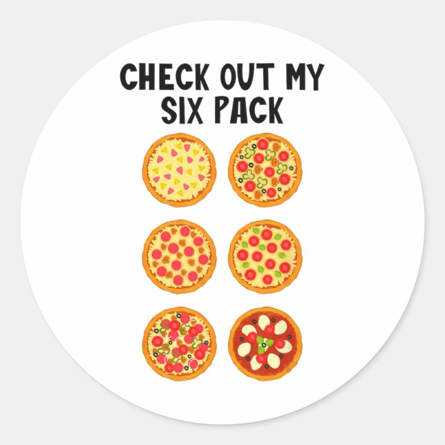 Adesivo Confira Meu Six Pack Pizza Divertida  (Frente)