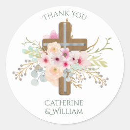 Adesivo Confirmação de Comunhão Batismo Personalizado Cruz