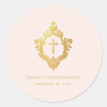 Confirmação de Menina Rosa Falso Dourada Cruz em C