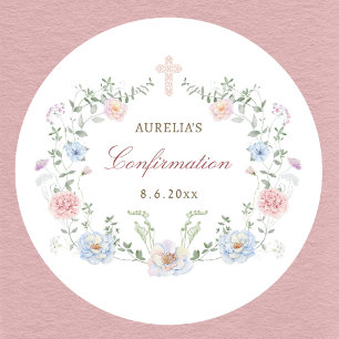 Adesivo Confirmação de Moldura Floral Elegante