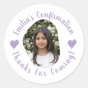 Adesivo Confirmação de Nome de Foto Personalizado Obrigado