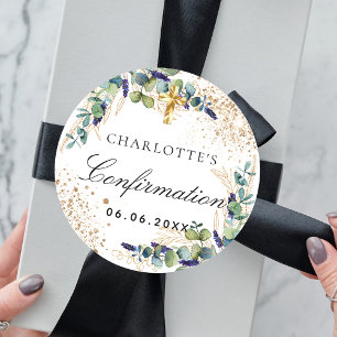 Adesivo Confirmação de ouro de eucalipto verde