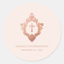 Confirmação Rosa Rosa Dourada Cruz de Vintage em C