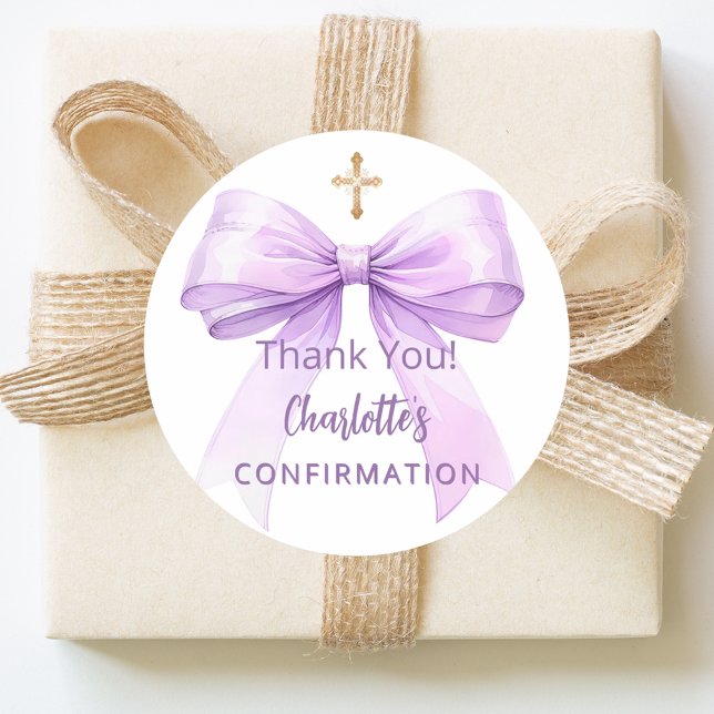 Adesivo Confirmation lavender bow girl cross thank you (Criador carregado)