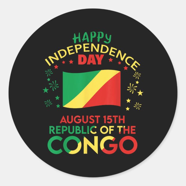 Adesivo Congo-Brazzaville 65º Dia da Independência Congolê (Frente)